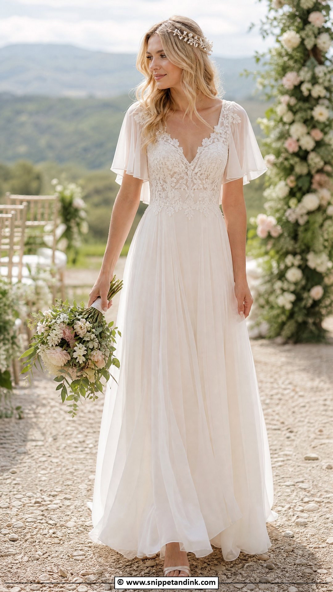 Fairy Wedding Dress With Flutter Sleeves - Snippet and Ink - 35 Fairy Wedding Dress Ideas