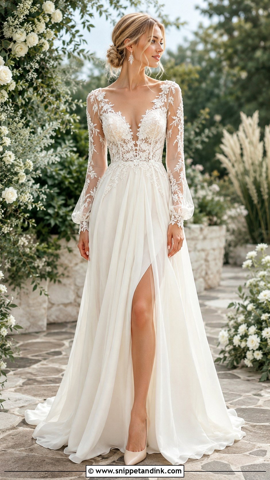 Fairy Wedding Dress With Long Sleeves - Snippet and Ink - 30 Fairy Inspired Wedding Dress Ideas