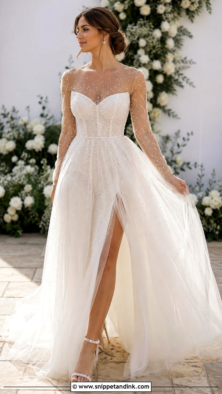 Fairy Wedding Dress With Pearl Details - Snippet and Ink - 30 Fairy Inspired Wedding Dress Ideas