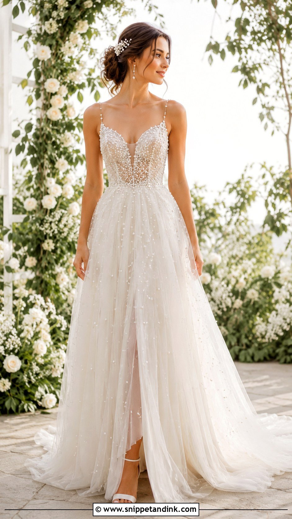 Fairy Wedding Dress With Pearl Details - Snippet and Ink - 25 Fairy Wedding Dress Fantasy Ideas