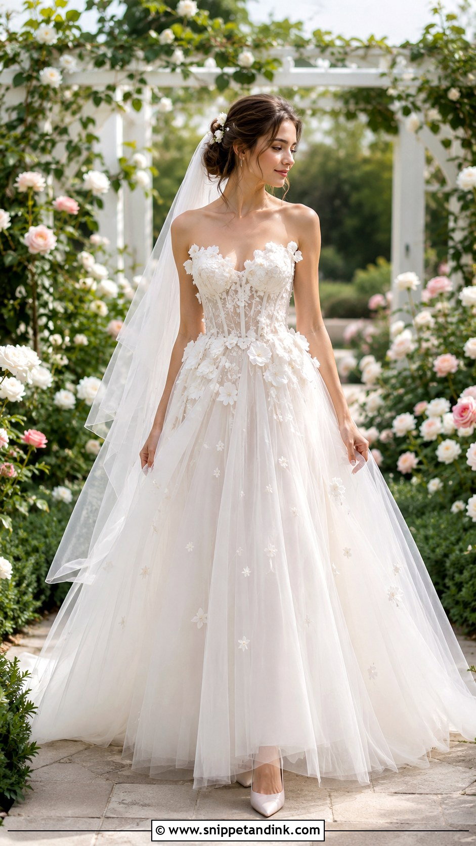 Fairy Wedding Gown With 3D Flowers - Snippet and Ink - 20 Fairy Wedding Gown Ideas