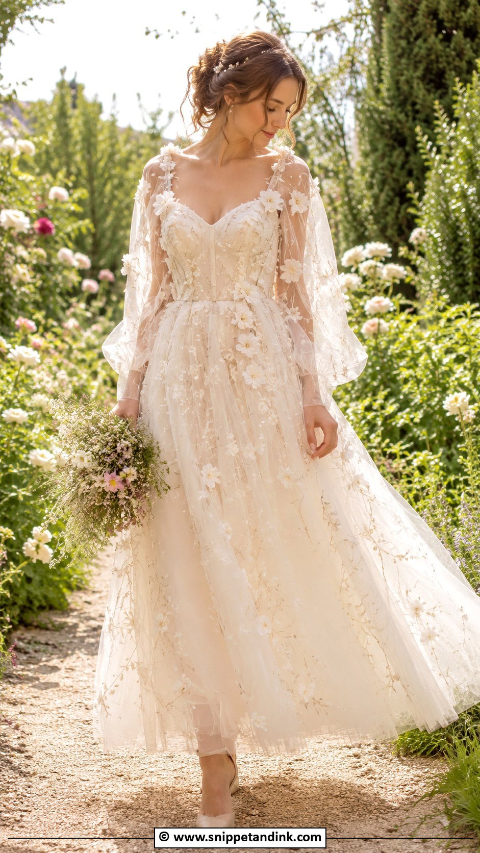 Fairycore Wedding Dress With Flowers - Snippet and Ink - 30 Fantasy Inspired Wedding Dress Ideas