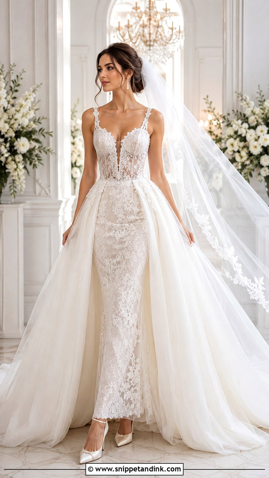Fairytale Detachable Overskirt Wedding Dress - Snippet and Ink - 25 Fairytale Wedding Gown Ideas