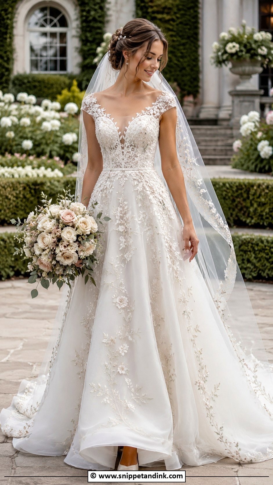 Fairytale Embroidered Wedding Dress - Snippet and Ink - 30 Fairytale Wedding Dresses