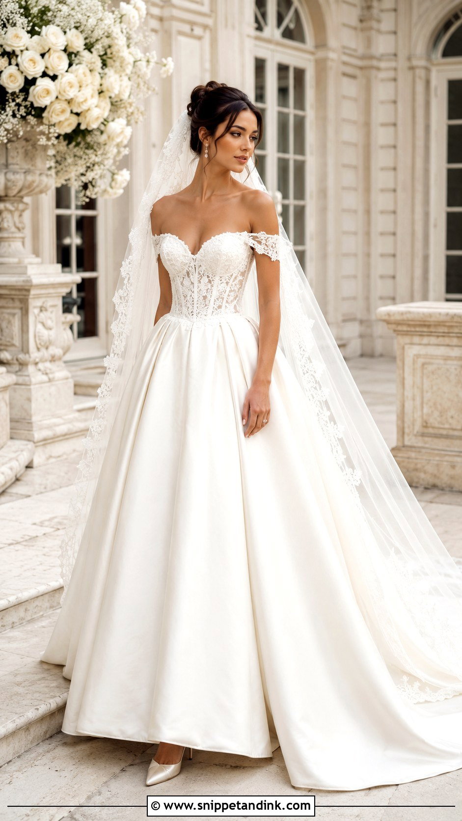 Fairytale Off The Shoulder Wedding Dress - Snippet and Ink - 25 Fairytale Wedding Gown Ideas