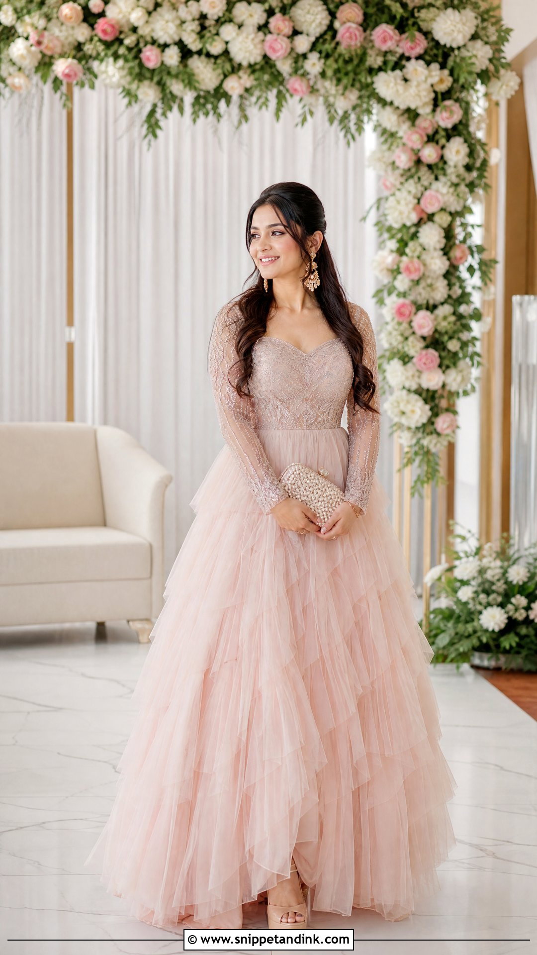 Falguni Shane Peacock Blush Pink Tulle Gown - Snippet and Ink - 20 Falguni Shane Peacock Gowns