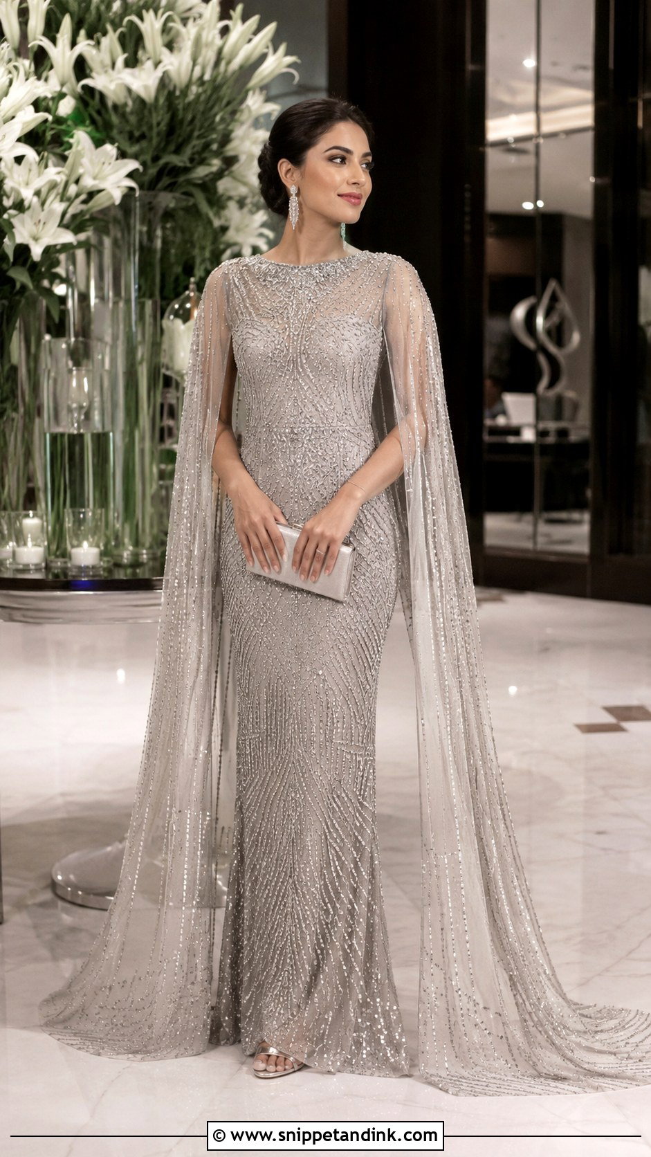 Falguni Shane Peacock Cape Sleeve Gown - Snippet and Ink - 20 Falguni Shane Peacock Gowns