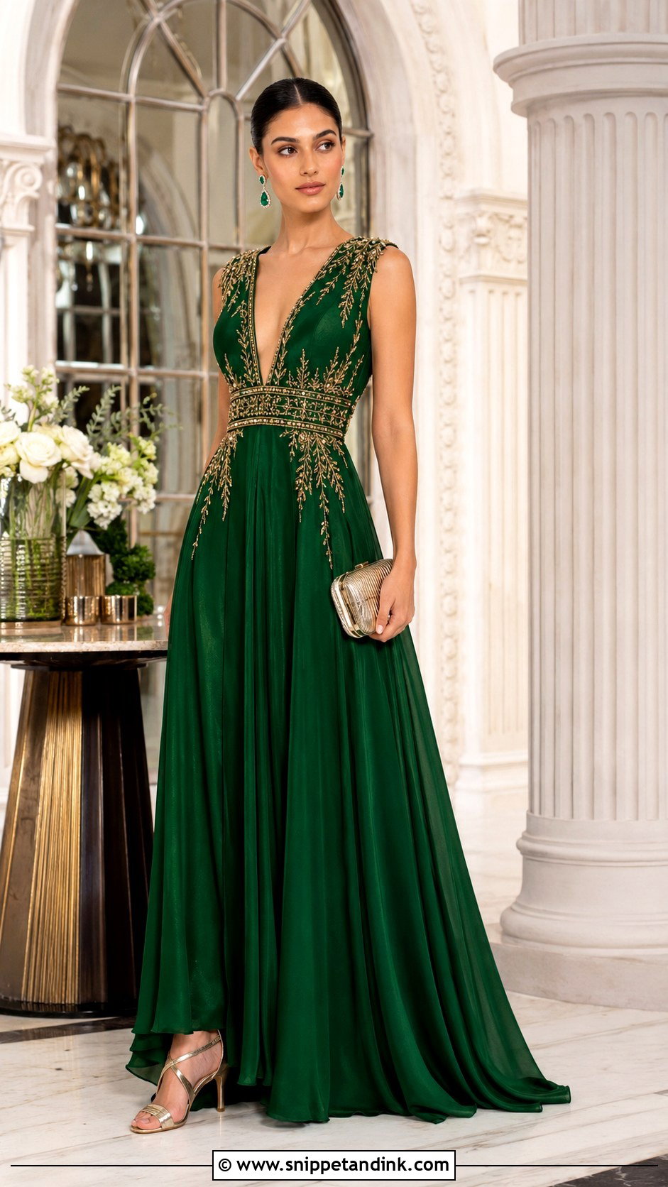Falguni Shane Peacock Emerald Green Gown - Snippet and Ink - 20 Falguni Shane Peacock Gowns