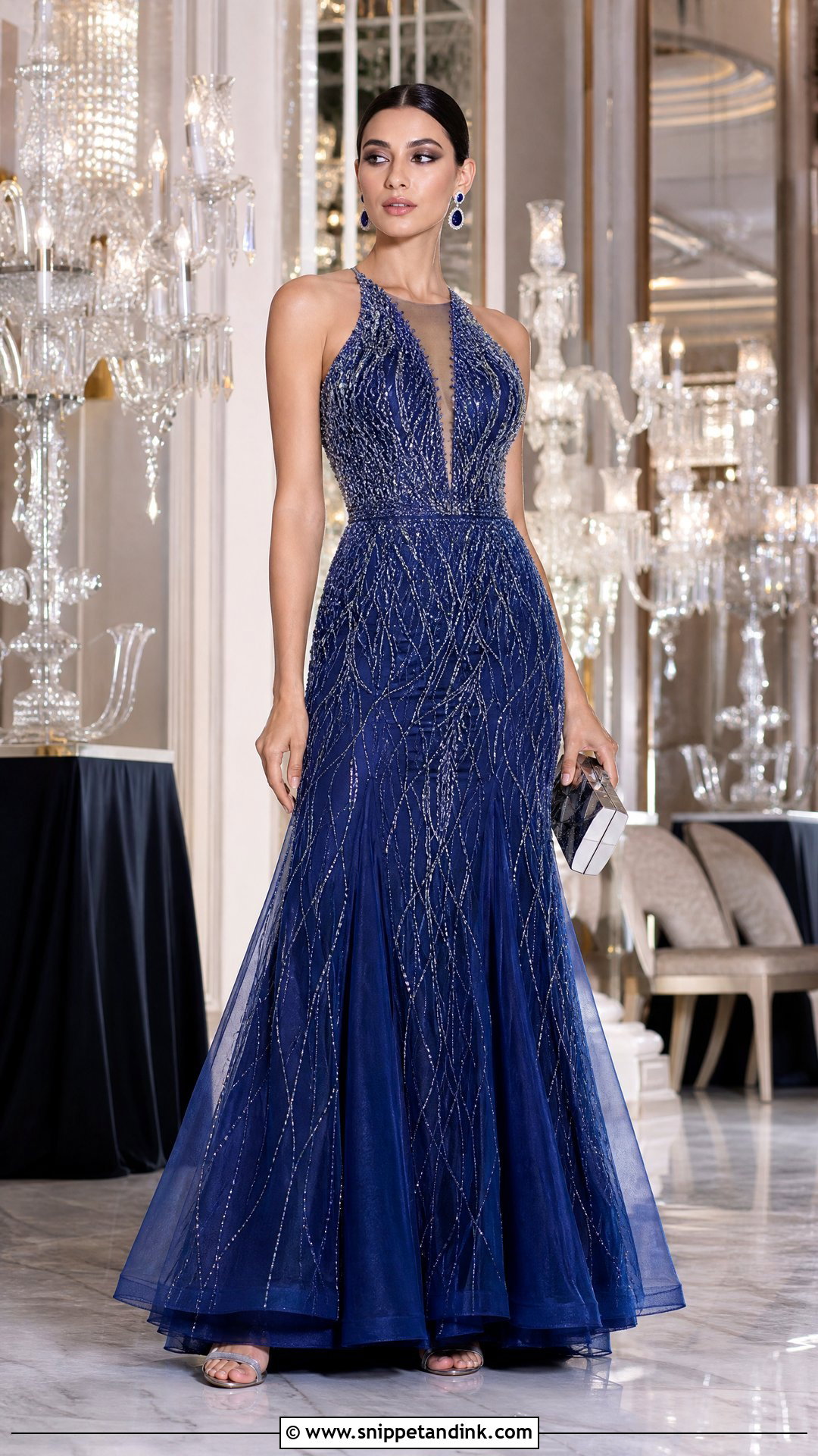 Falguni Shane Peacock Sapphire Blue Gown - Snippet and Ink - 20 Falguni Shane Peacock Gowns