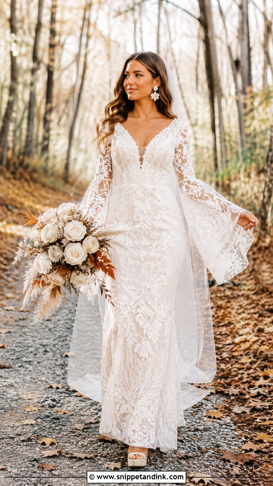 Fall Wedding Dress With Bell Sleeves - Snippet and Ink - 20 Fall Wedding Dress Sleeves