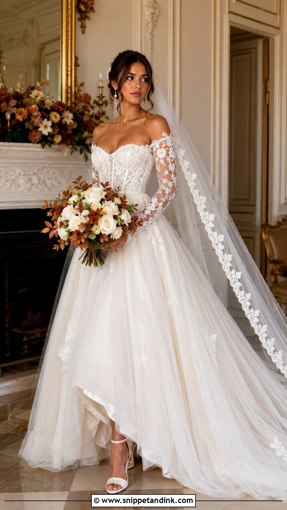 Fall Wedding Dress With Detachable Lace Sleeves - Snippet and Ink - 20 Fall Wedding Dress Sleeves