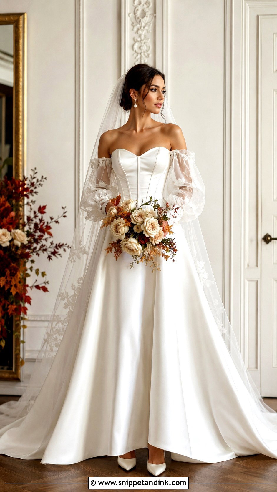 Fall Wedding Dress With Detachable Puff Sleeves - Snippet and Ink - 20 Fall Wedding Dress Sleeves