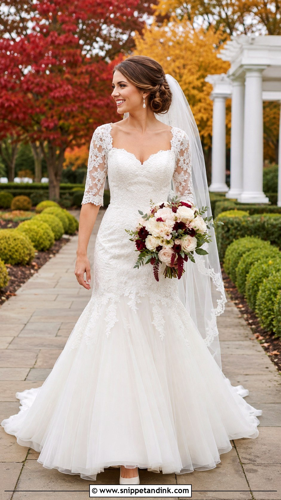 Fall Wedding Dress With Elbow Length Sleeves - Snippet and Ink - 20 Fall Wedding Dress Sleeves
