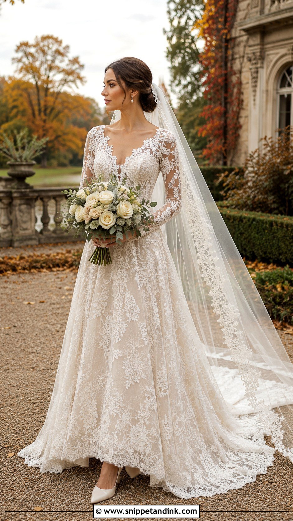Fall Wedding Dress With Fitted Lace Sleeves - Snippet and Ink - 20 Fall Wedding Dress Sleeves