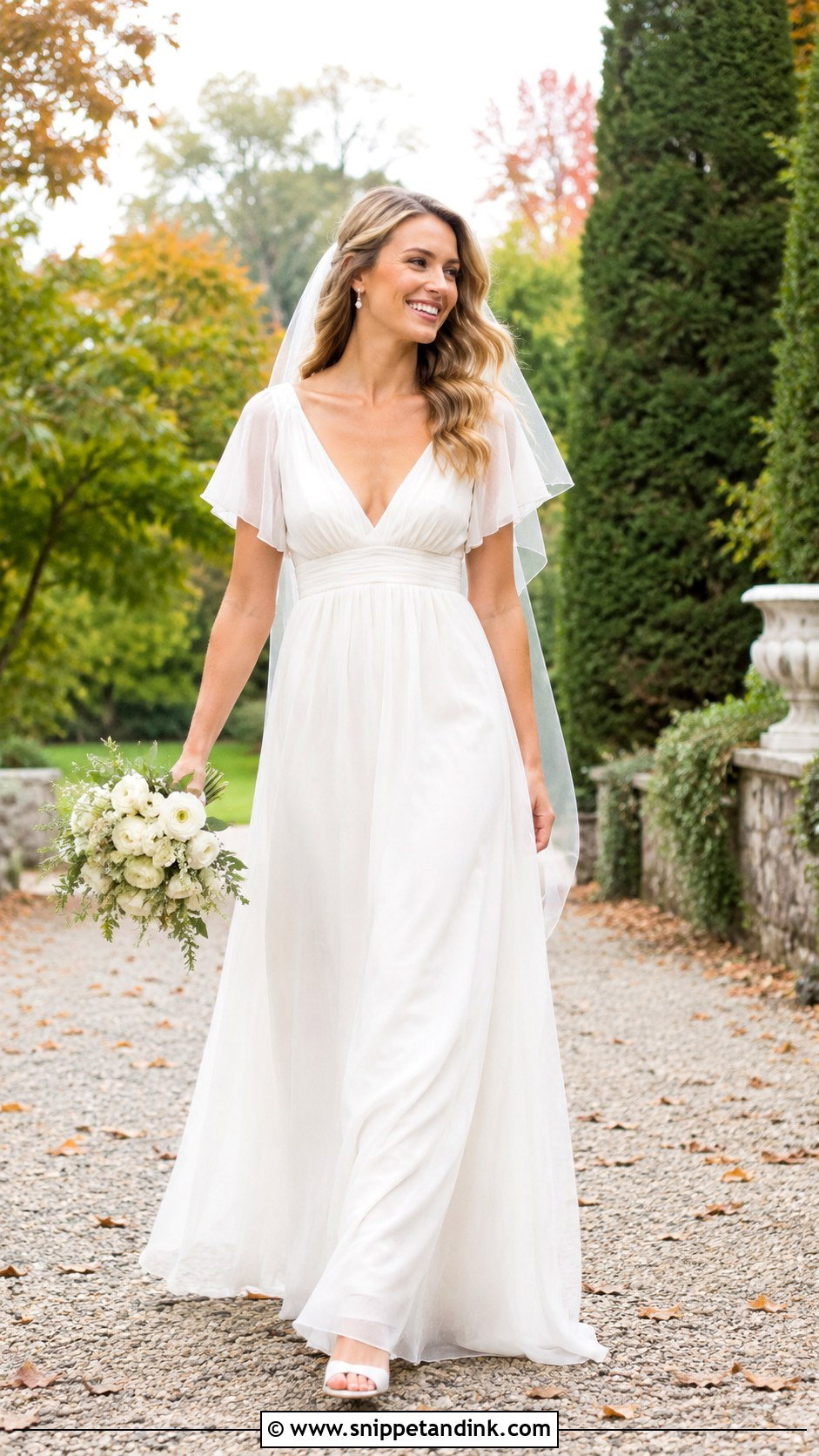Fall Wedding Dress With Flutter Sleeves - Snippet and Ink - 20 Fall Wedding Dress Sleeves