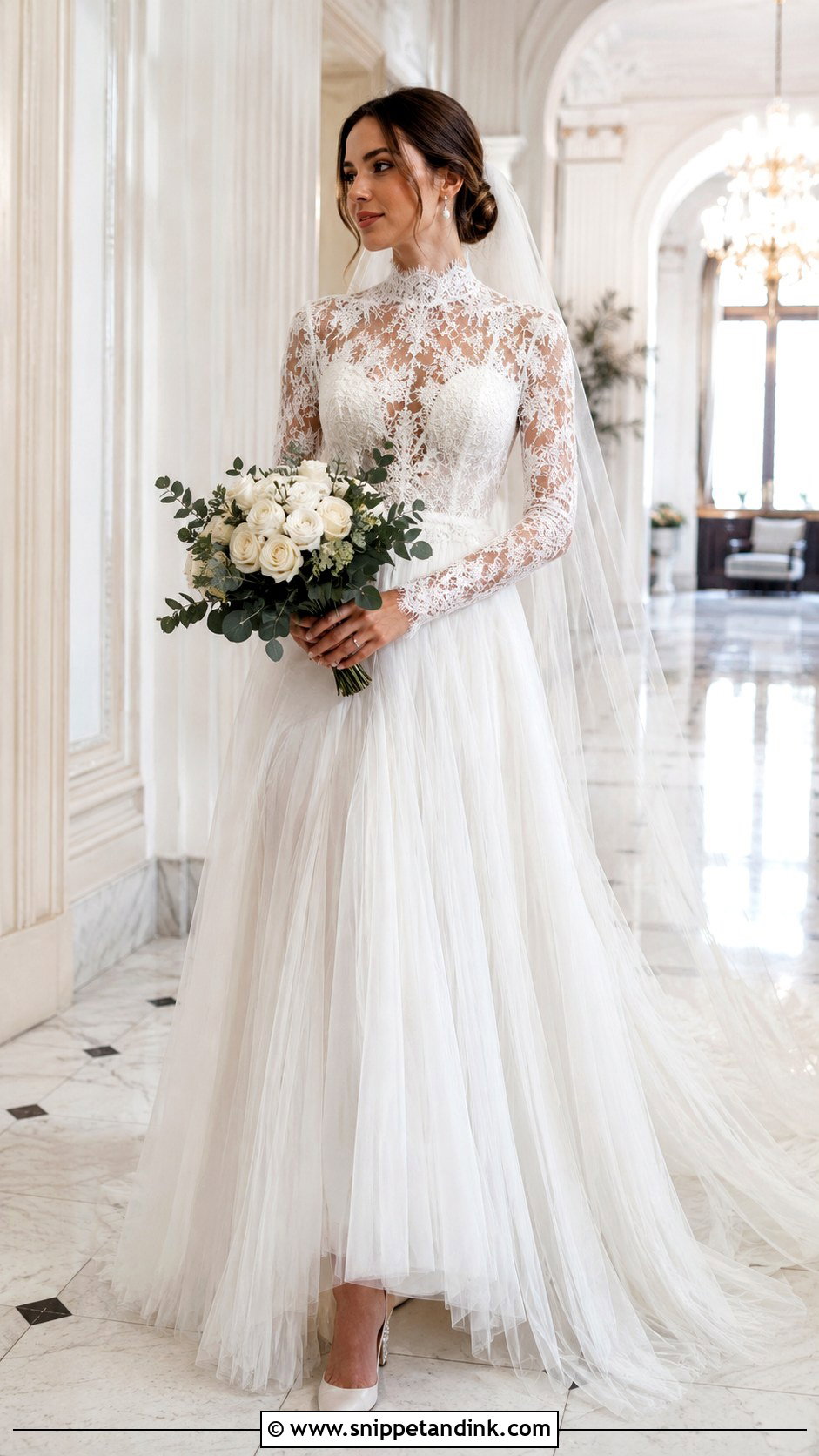 Fall Wedding Dress With High Neck Lace Sleeves - Snippet and Ink - 20 Fall Wedding Dress Sleeves