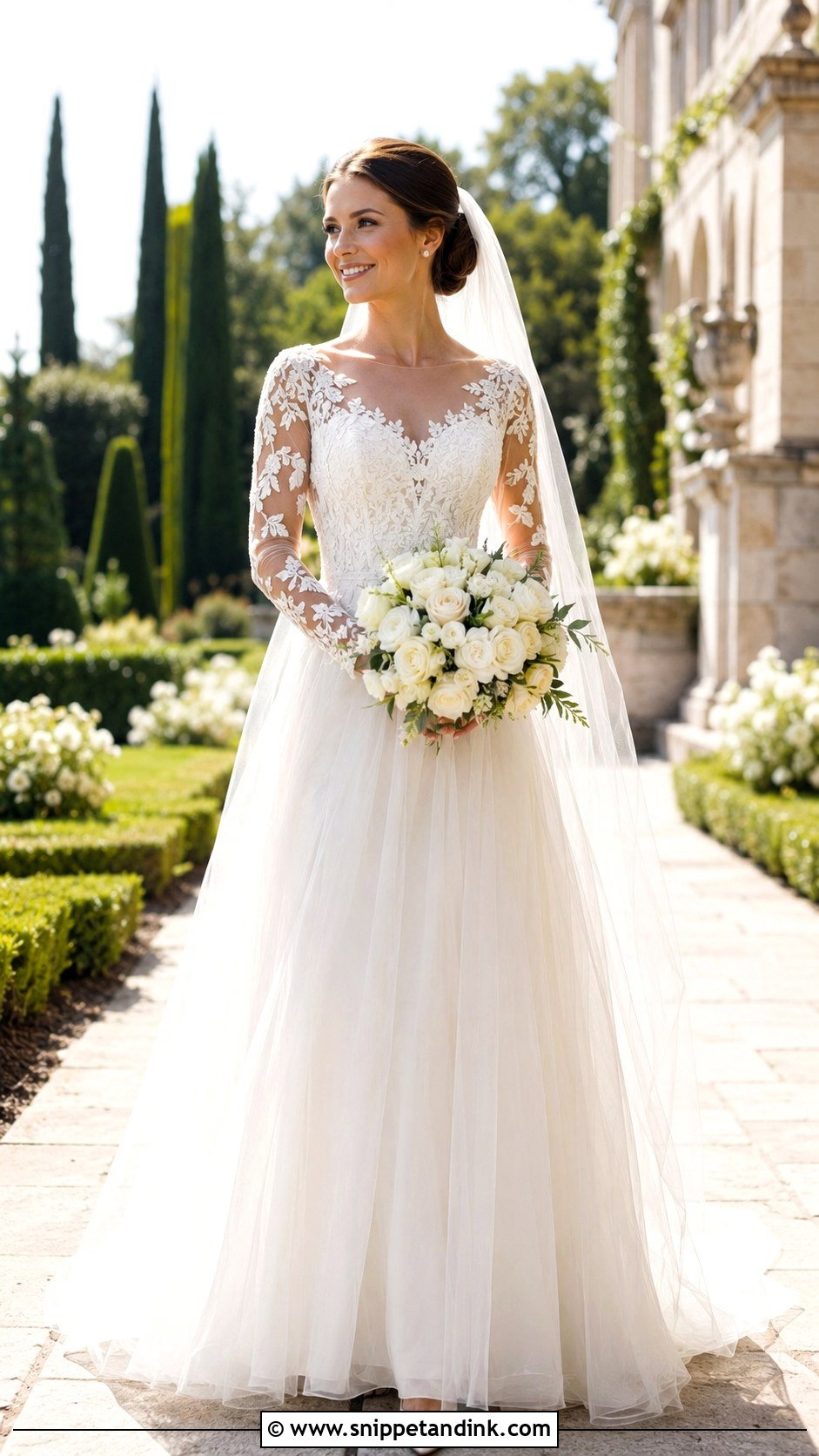 Fall Wedding Dress With Illusion Lace Sleeves - Snippet and Ink - 20 Fall Wedding Dress Sleeves