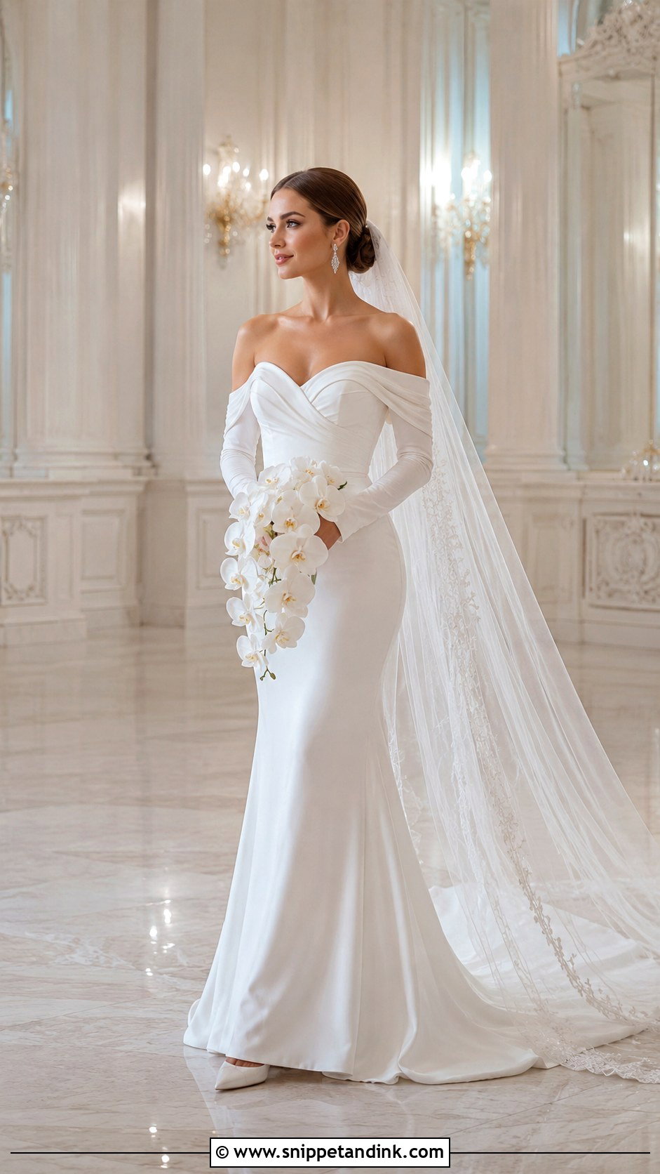Fall Wedding Dress With Off The Shoulder Sleeves - Snippet and Ink - 20 Fall Wedding Dress Sleeves
