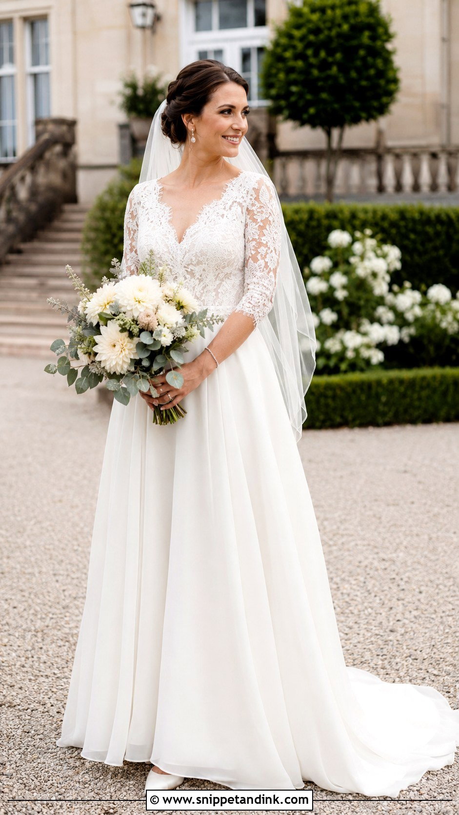 Fall Wedding Dress With Three Quarter Sleeves - Snippet and Ink - 20 Fall Wedding Dress Sleeves