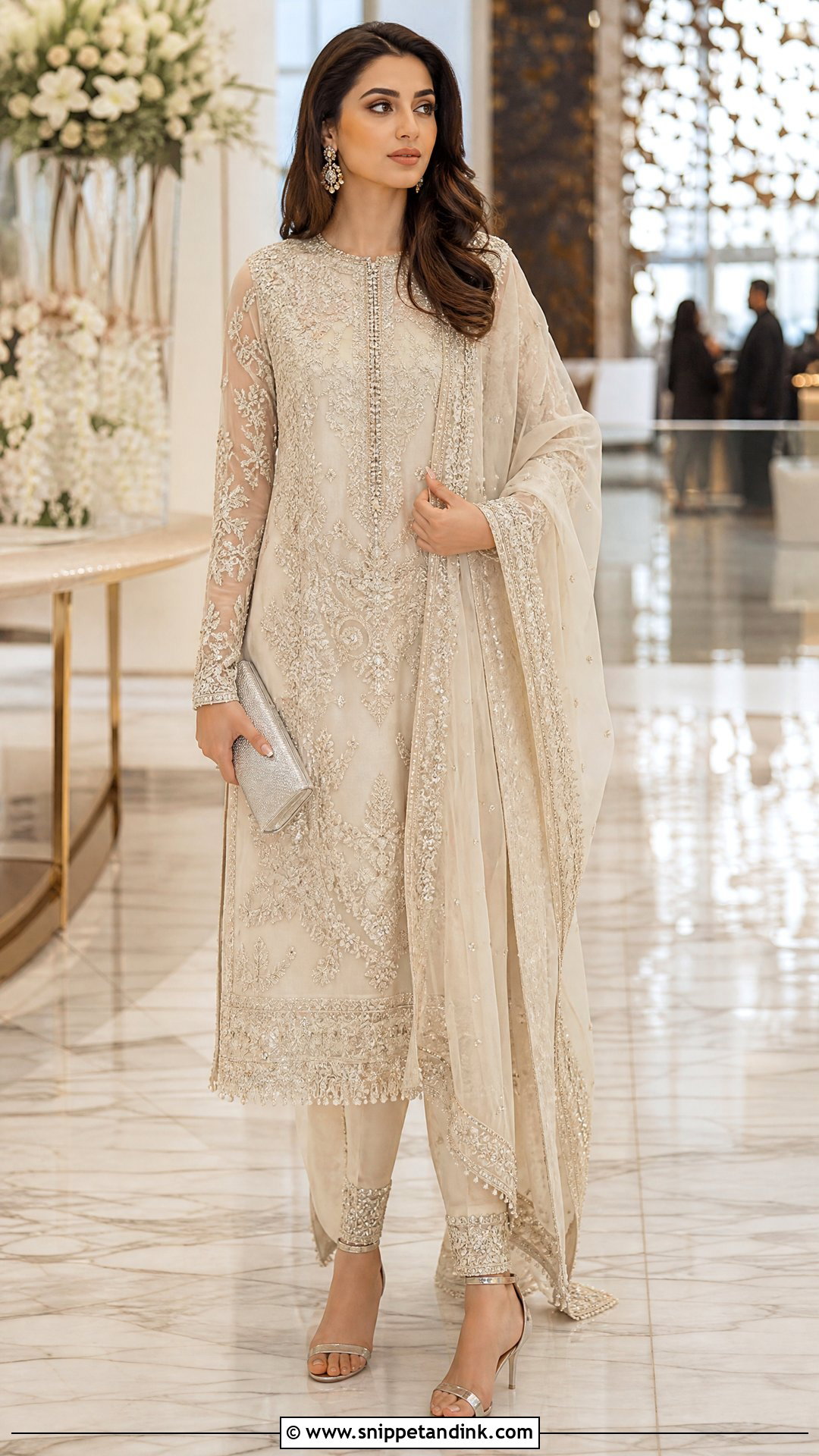 Faraz Manan Ivory Formal Suit - Snippet and Ink - 25 Pakistani Designer Suits for Wedding