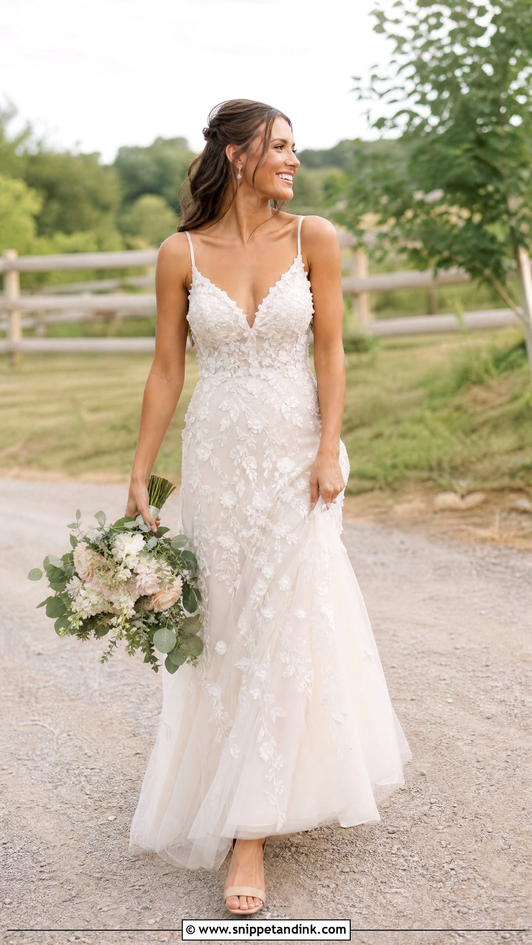 Farm Wedding Dress With Floral Applique - Snippet and Ink - 25 Farm Wedding Dress Ideas
