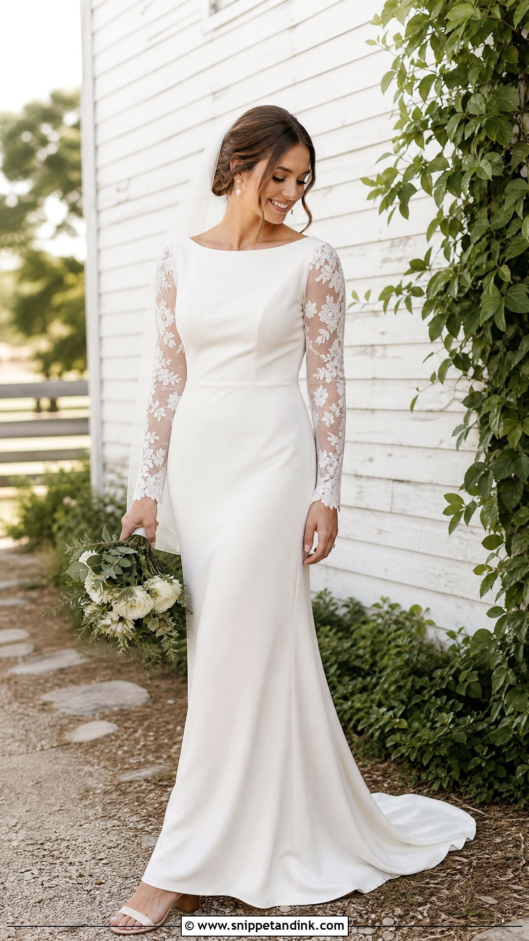 Farm Wedding Dress With Lace Sleeves - Snippet and Ink - 25 Farm Wedding Dress Ideas