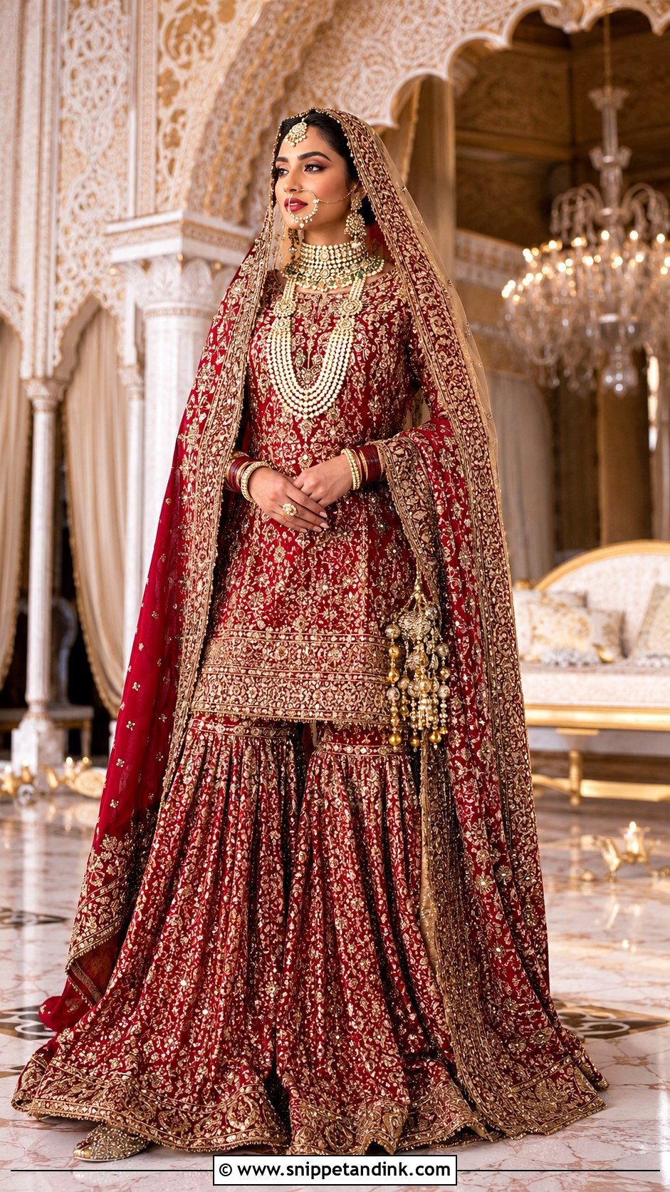 Farshi Gharara Baraat Dress - Snippet and Ink - 25 Baraat Dress Pakistani Bridal Wear Ideas