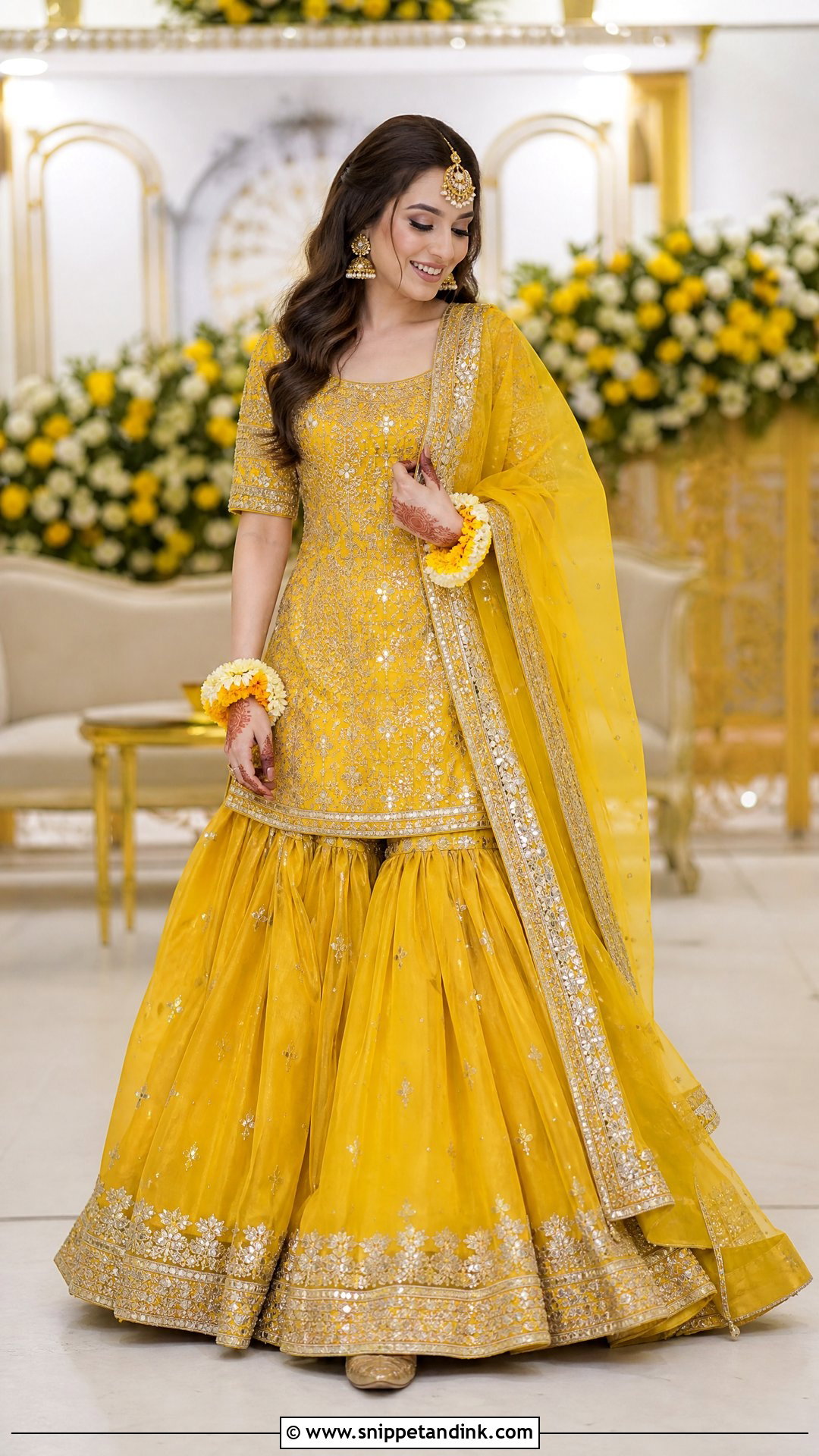 Farshi Gharara Haldi Dress - Snippet and Ink - 20 Pakistani Haldi Dress Ideas