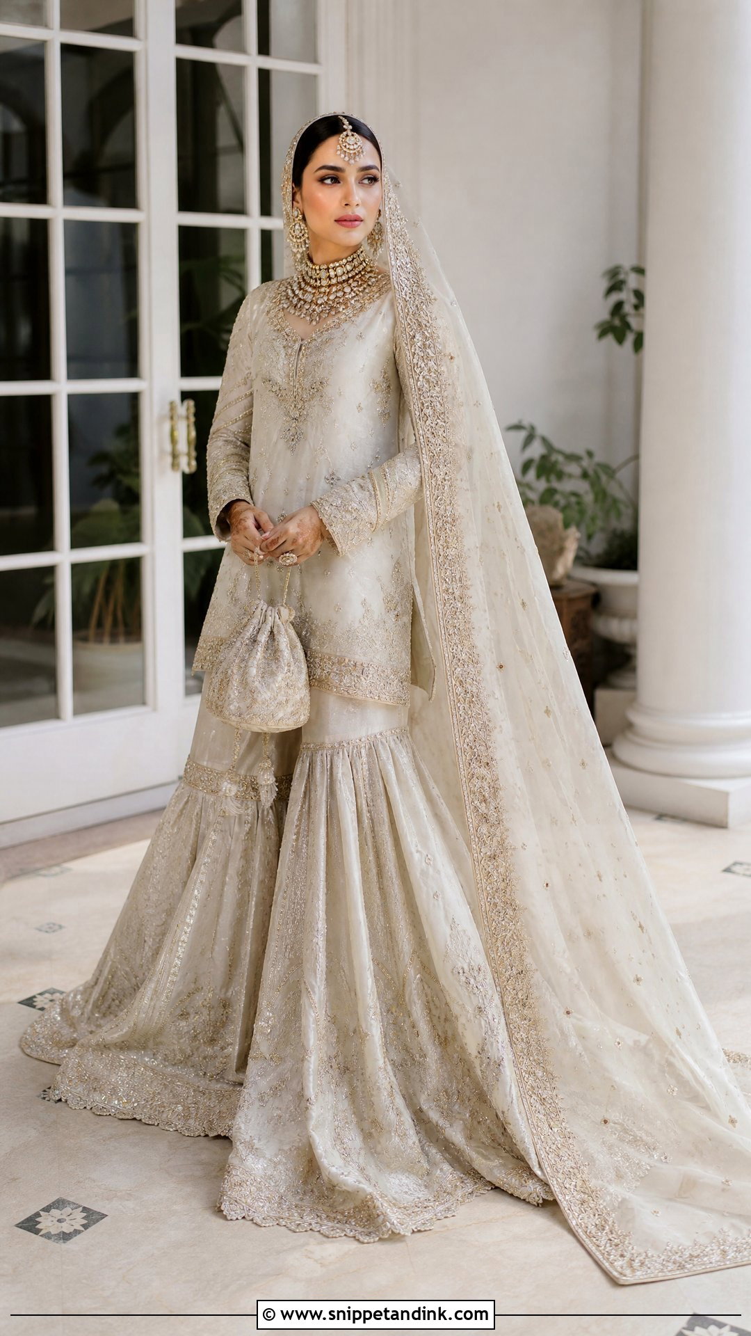 Farshi Nikkah Gharara With Short Shirt - Snippet and Ink - 20 Nikkah Gharara Outfit Ideas