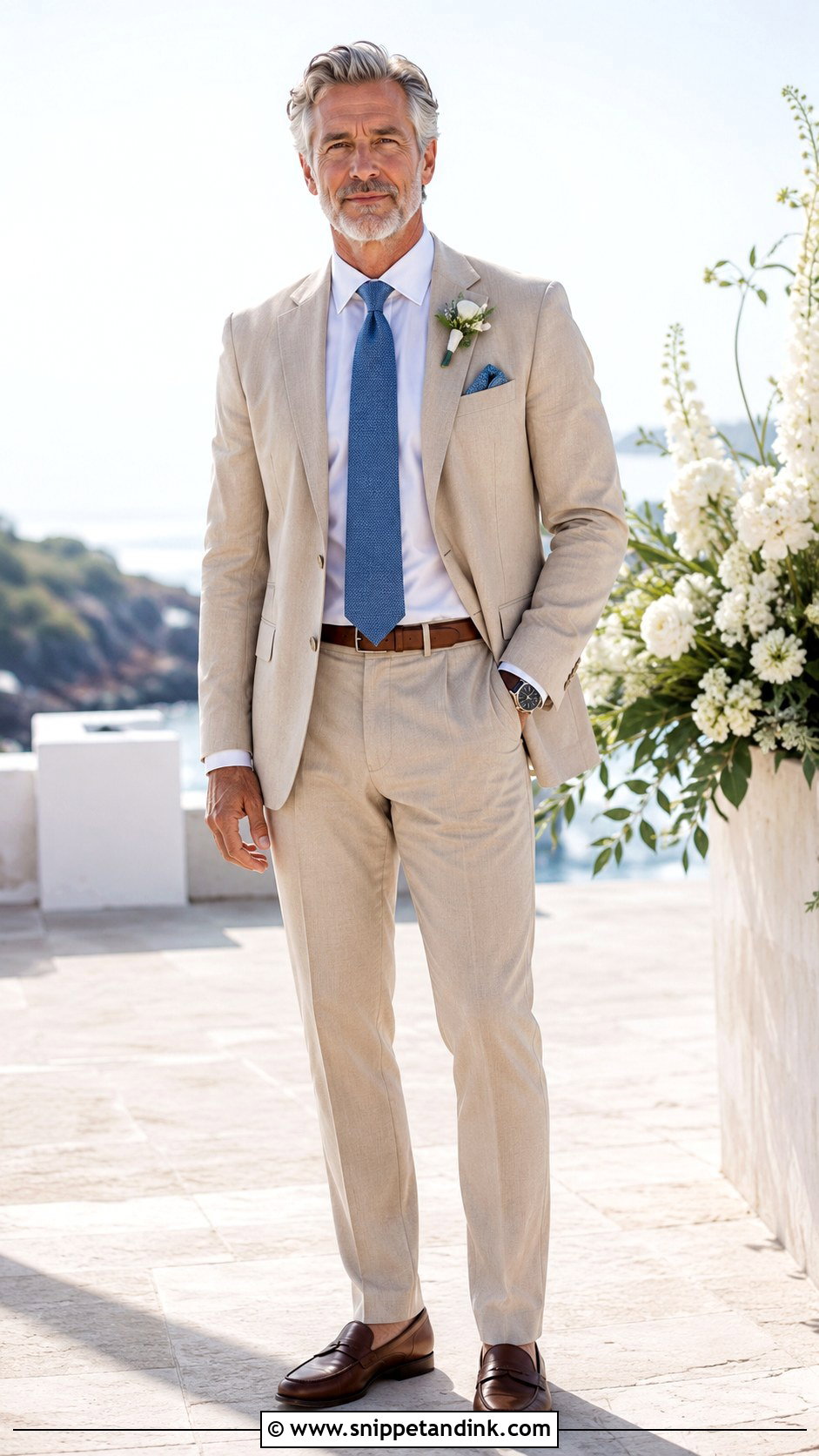 Father Of The Bride Beige Summer Suit - Snippet and Ink - 20 Bride Father Outfit Ideas