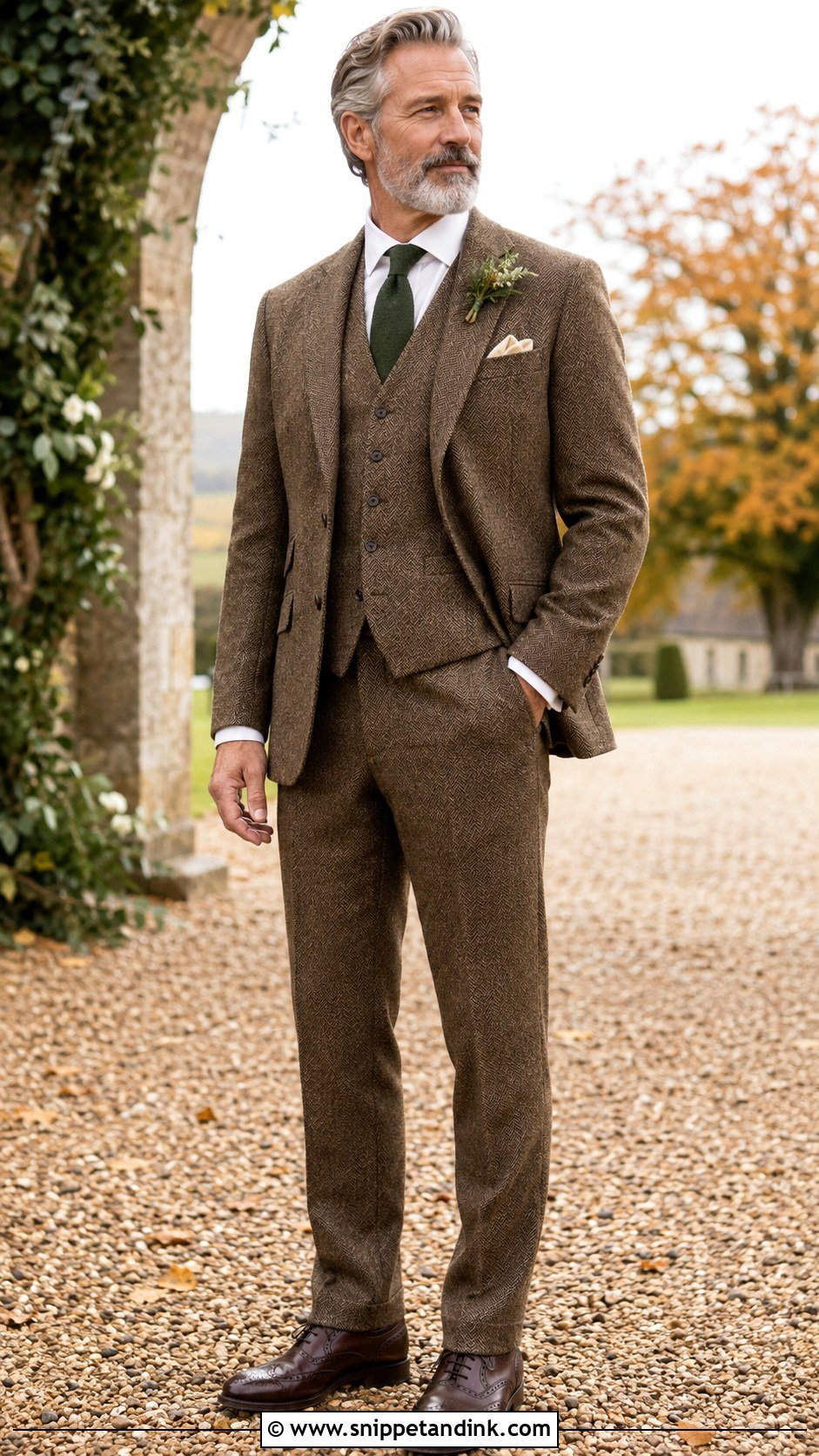 Father Of The Bride Brown Tweed Suit - Snippet and Ink - 20 Bride Father Outfit Ideas