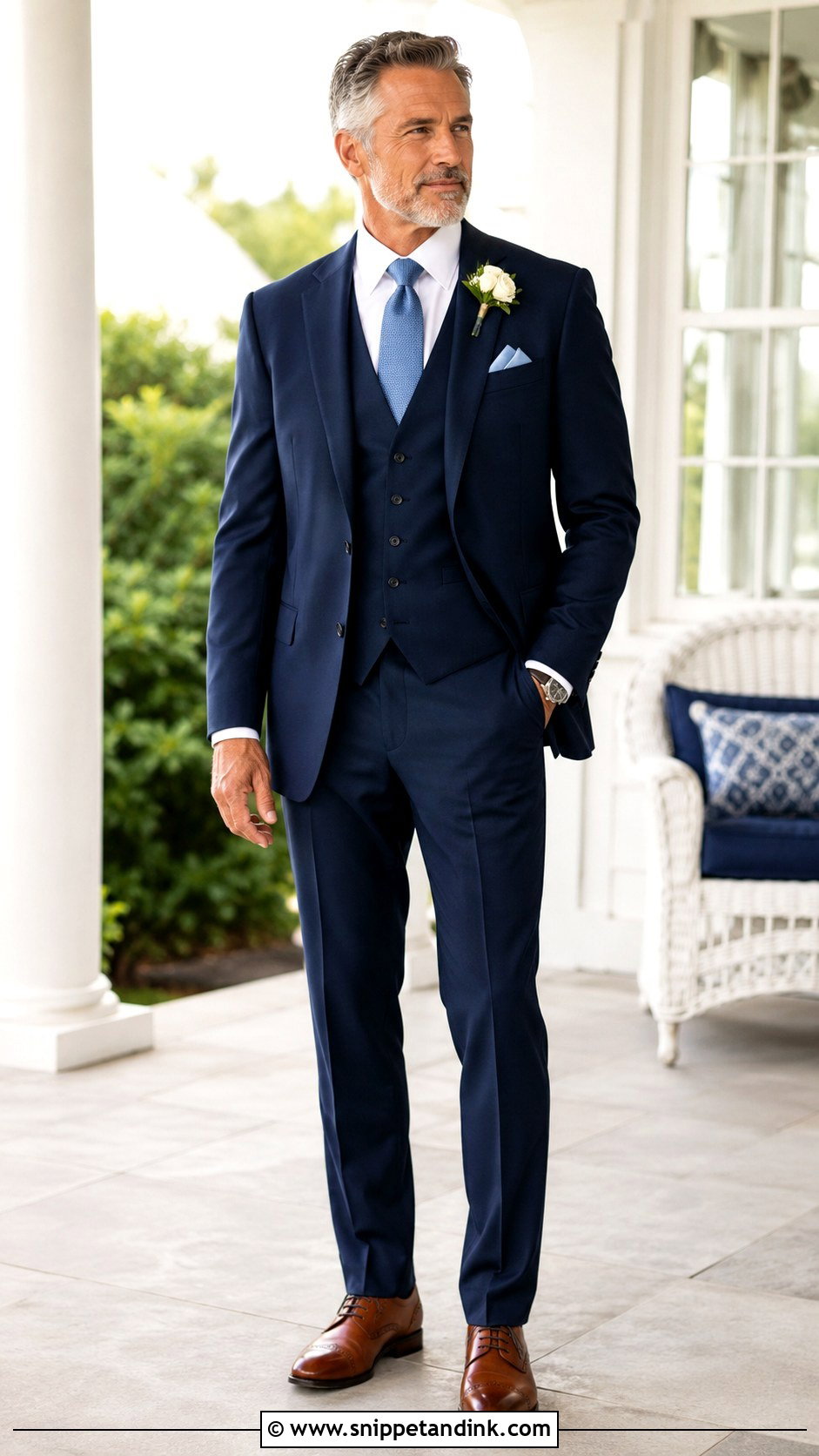 Father Of The Bride Navy Three Piece Suit - Snippet and Ink - 20 Bride Father Outfit Ideas