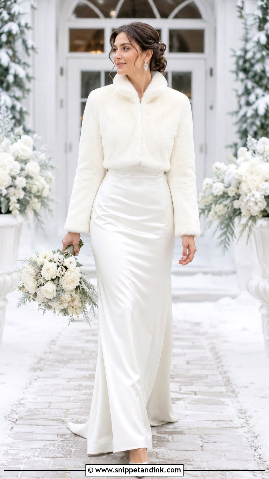Faux Fur Bridal Bolero With Winter Wedding Dress - Snippet and Ink - 25 Bridal Bolero Ideas