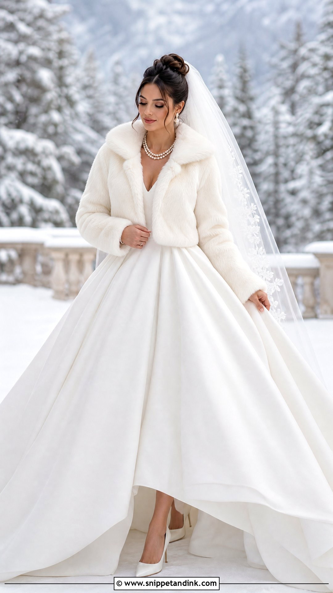 Faux Fur Bridal Jacket With Ball Gown - Snippet and Ink - 25 Bridal Jacket Ideas