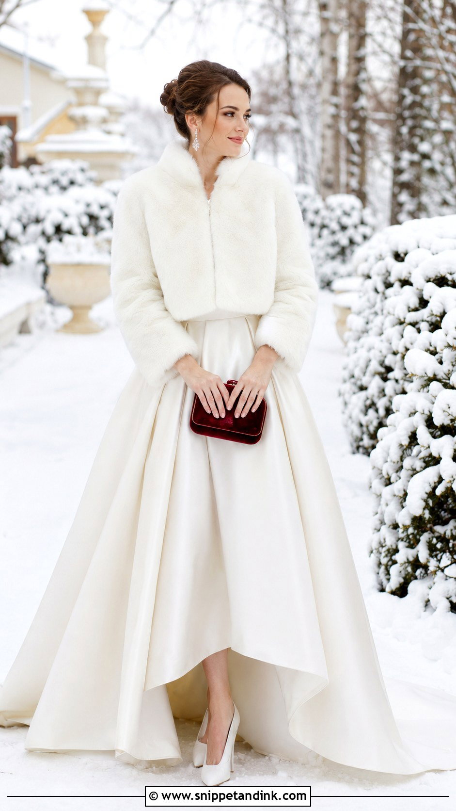 Faux Fur Jacket With Ball Gown Wedding Dress - Snippet and Ink - 20 Wedding Dress with Jacket Ideas