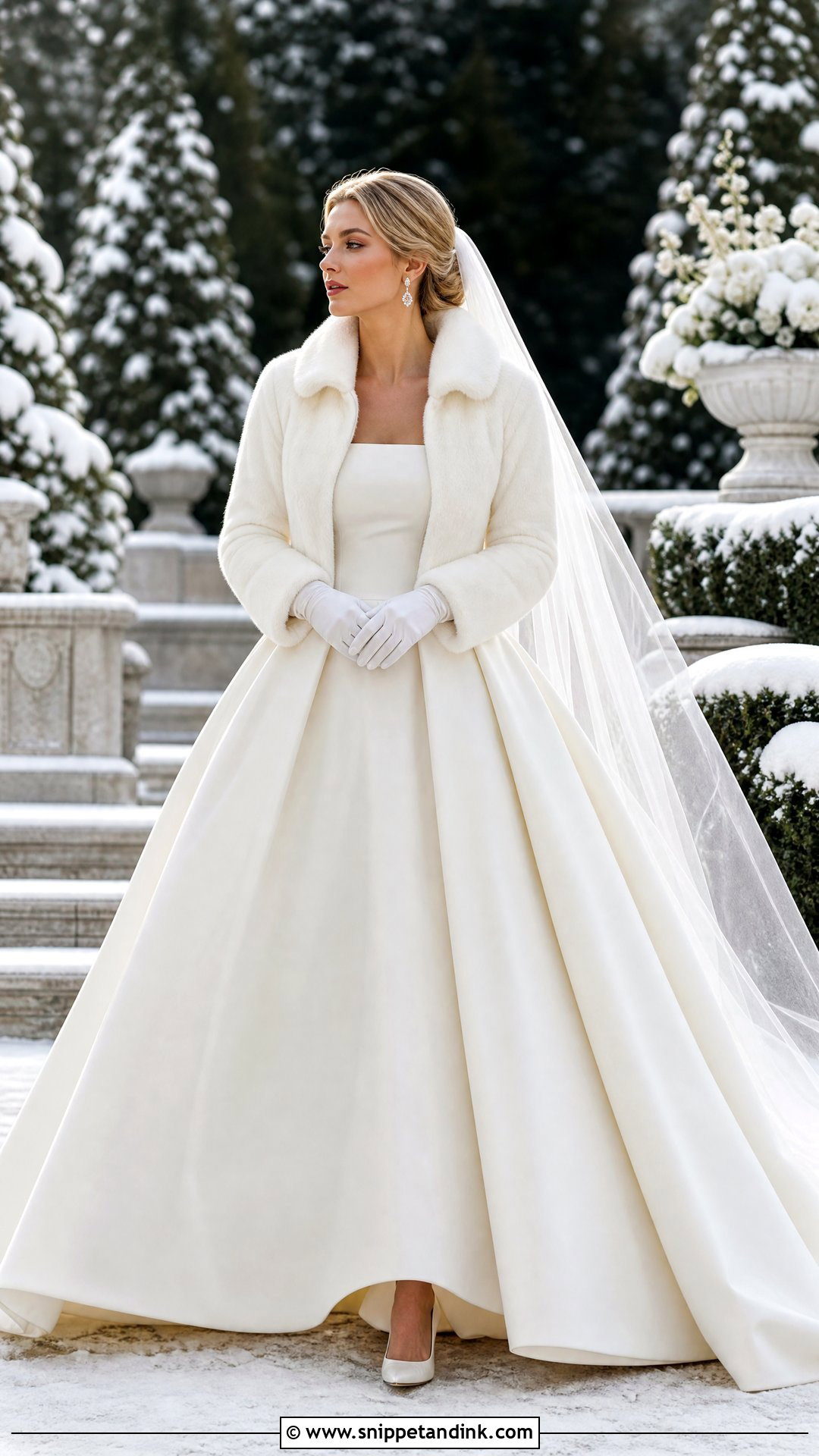 Faux Fur Wedding Bolero Jacket With Ball Gown - Snippet and Ink - 20 Wedding Bolero Jacket Ideas