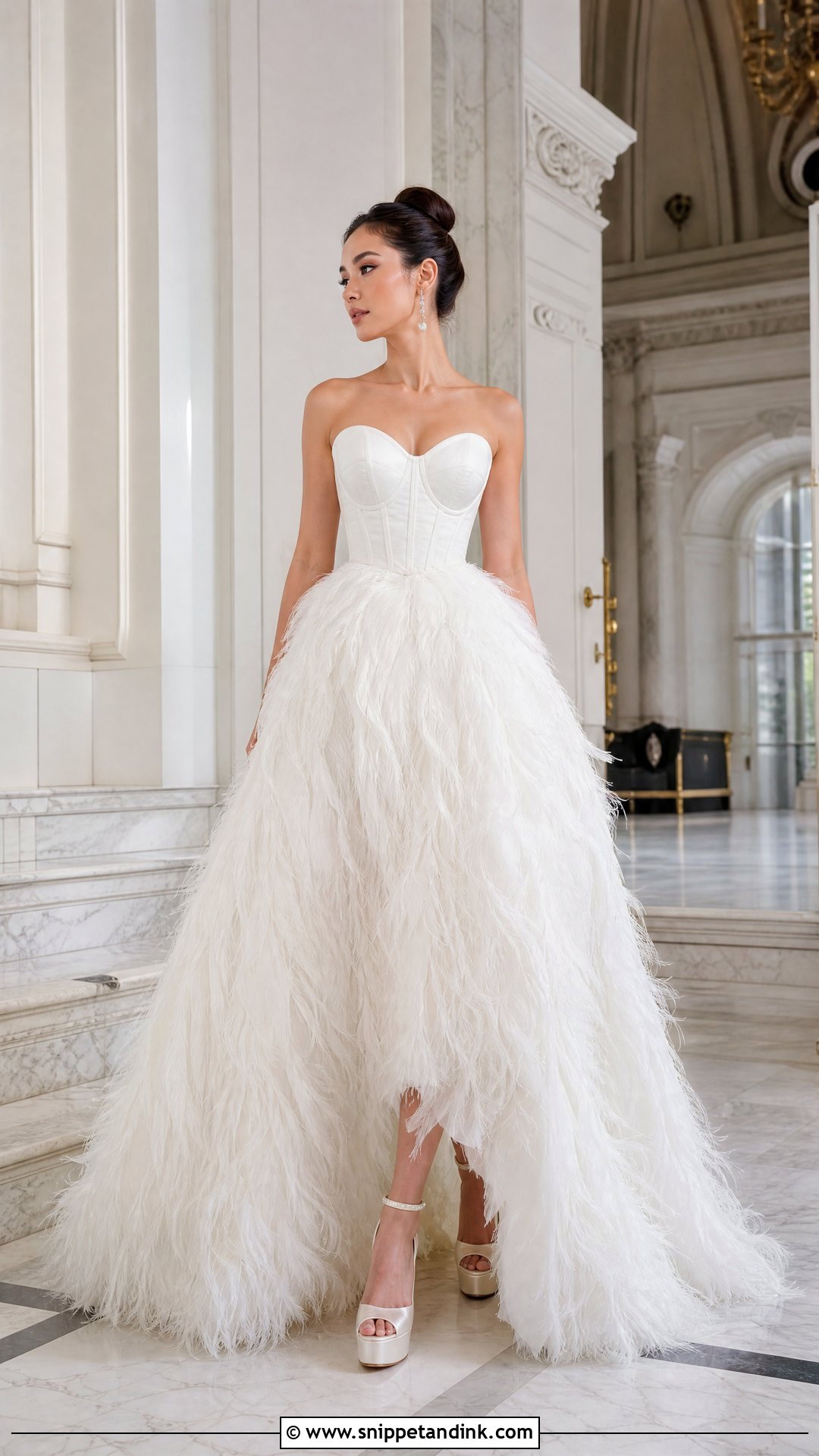 Feather Ball Gown Wedding Dress - Snippet and Ink - 25 Feather Wedding Dress Ideas
