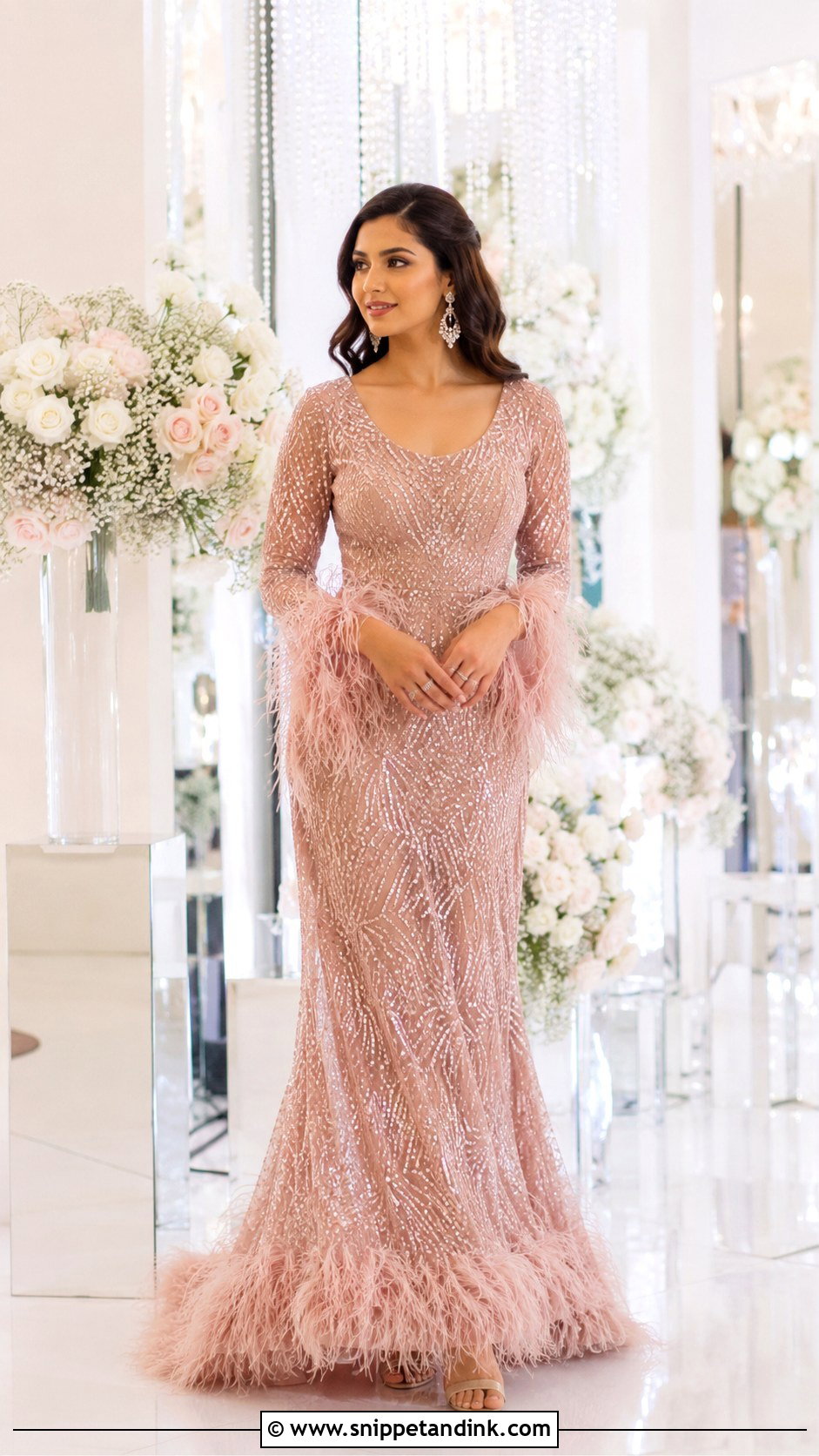 Feather Bridal Sangeet Gown - Snippet and Ink - 25 Bridal Sangeet Outfit Gown Ideas
