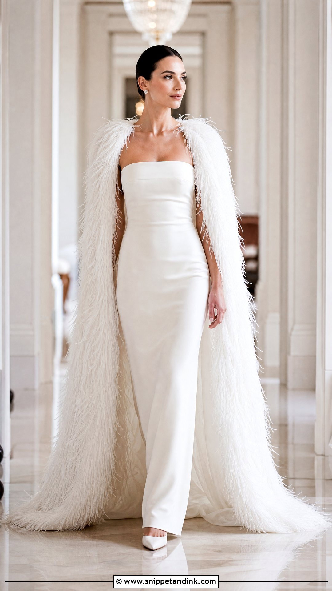 Feather Cape Wedding Dress - Snippet and Ink - 25 Feather Wedding Dress Ideas