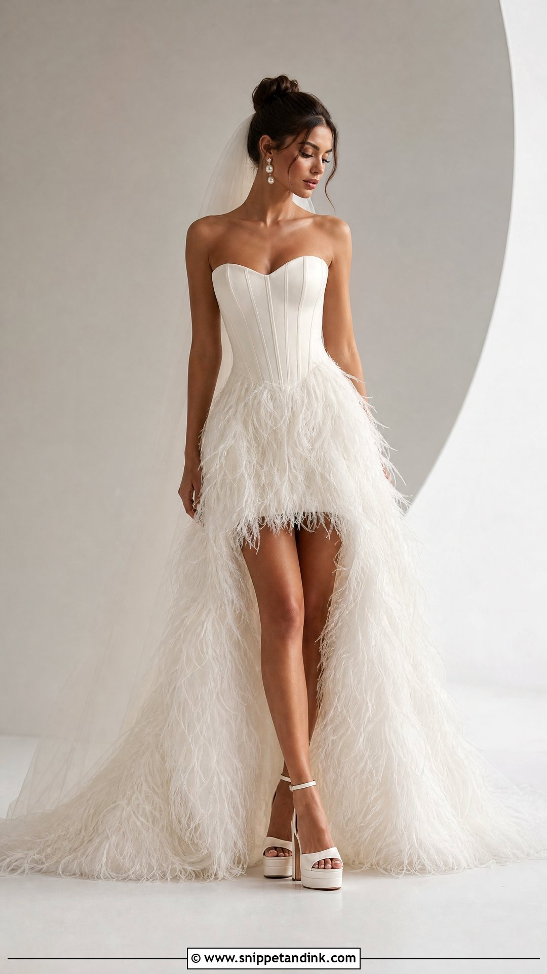 Feather Corset Wedding Dress - Snippet and Ink - 25 Feather Wedding Dress Ideas