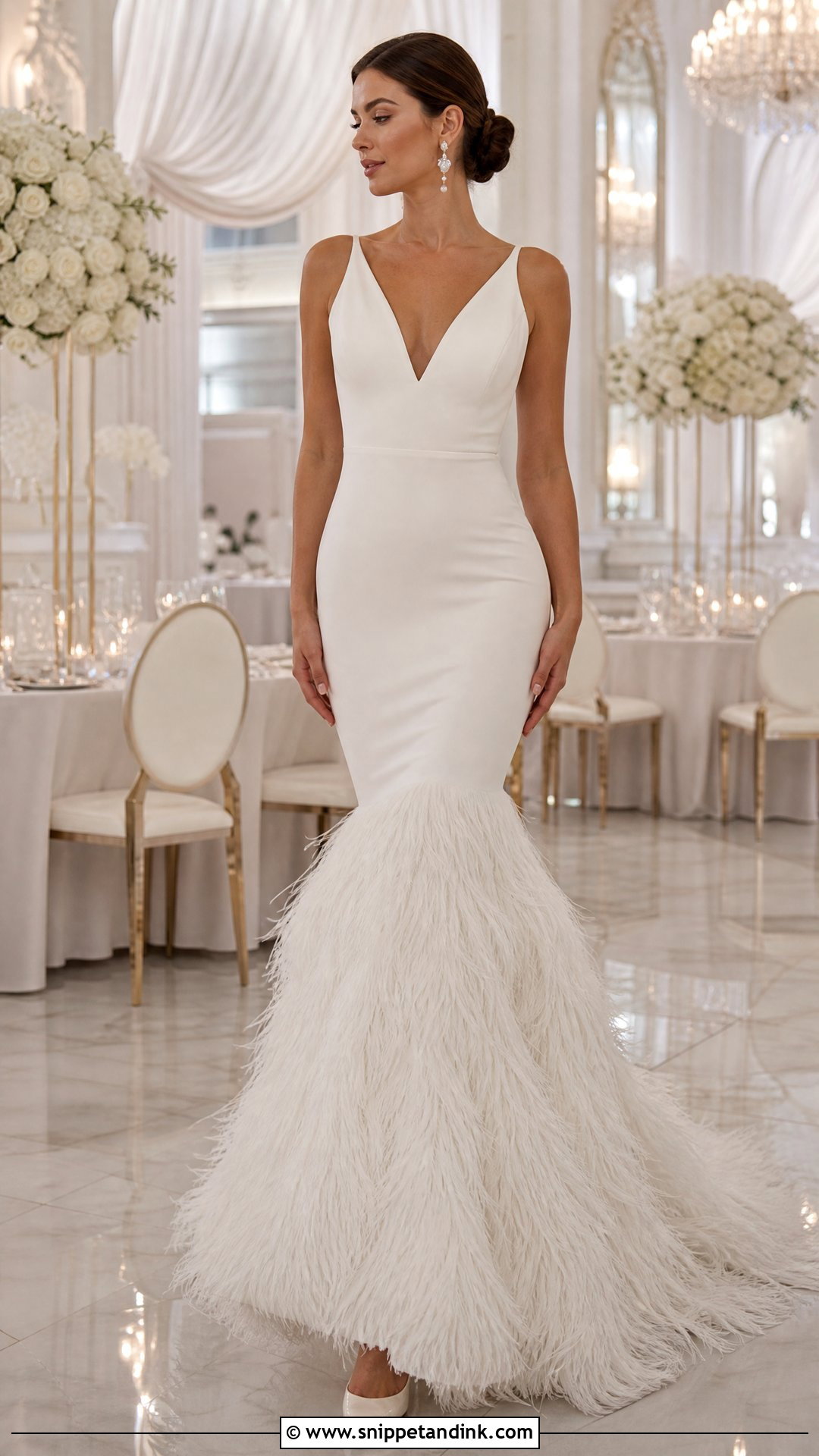 Feather Mermaid Wedding Dress - Snippet and Ink - 25 Feather Wedding Dress Ideas