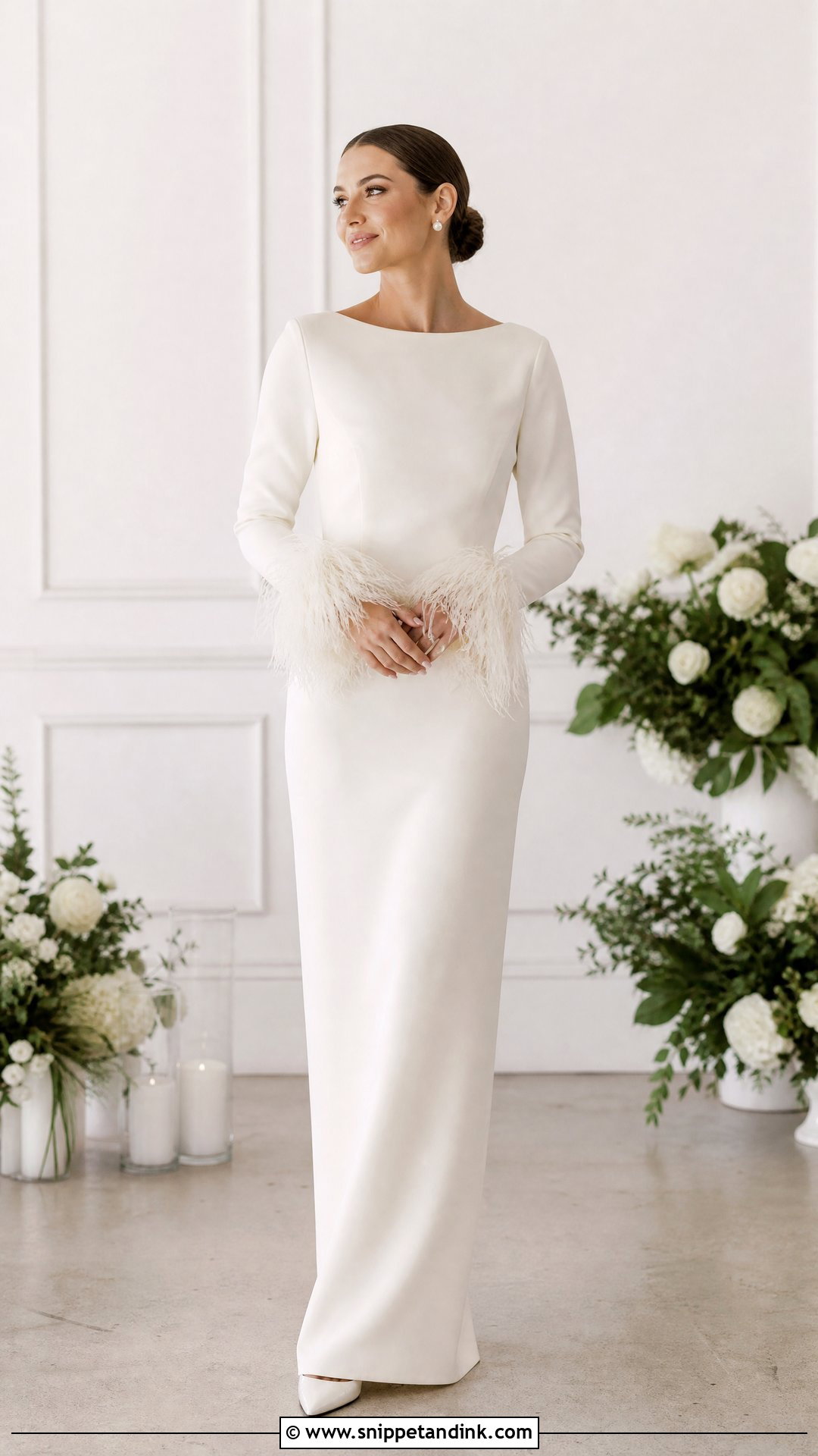 Feather Sleeve Wedding Dress - Snippet and Ink - 25 Feather Wedding Dress Ideas