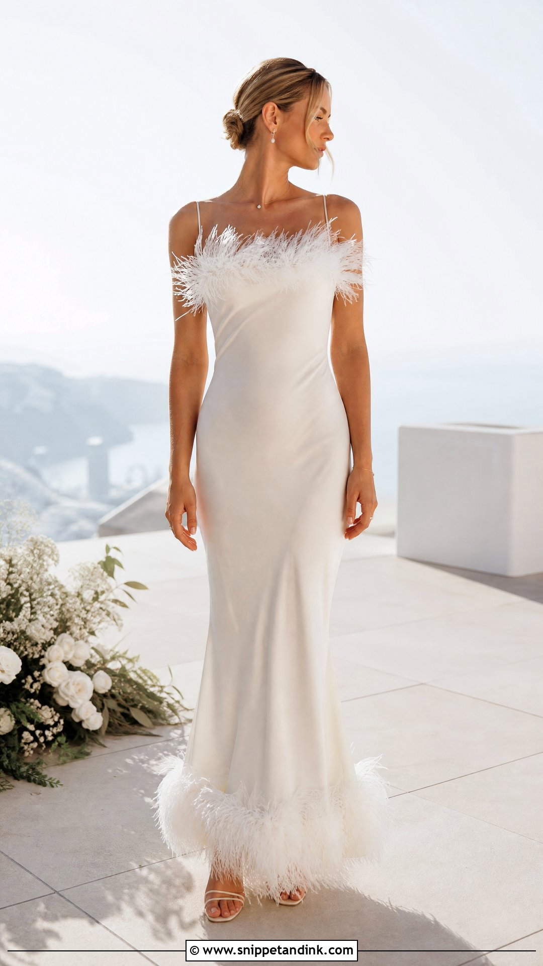Feather Slip Wedding Dress - Snippet and Ink - 25 Feather Wedding Dress Ideas