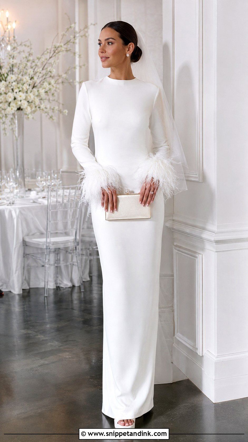Feather Trim 1920s Wedding Dress - Snippet and Ink - 20 1920s Inspired Wedding Dress Ideas