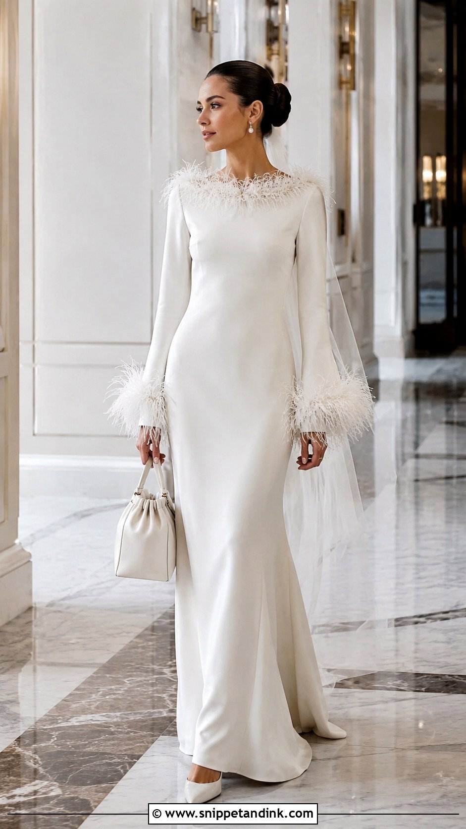 Feather Trim After Party Wedding Dress - Snippet and Ink - 20 After Party Wedding Dress Long Ideas