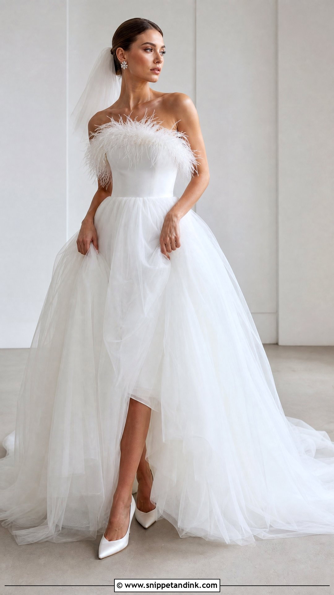 Feather Trim Ball Gown Wedding Dress - Snippet and Ink - 20 Huge Wedding Dress Ideas