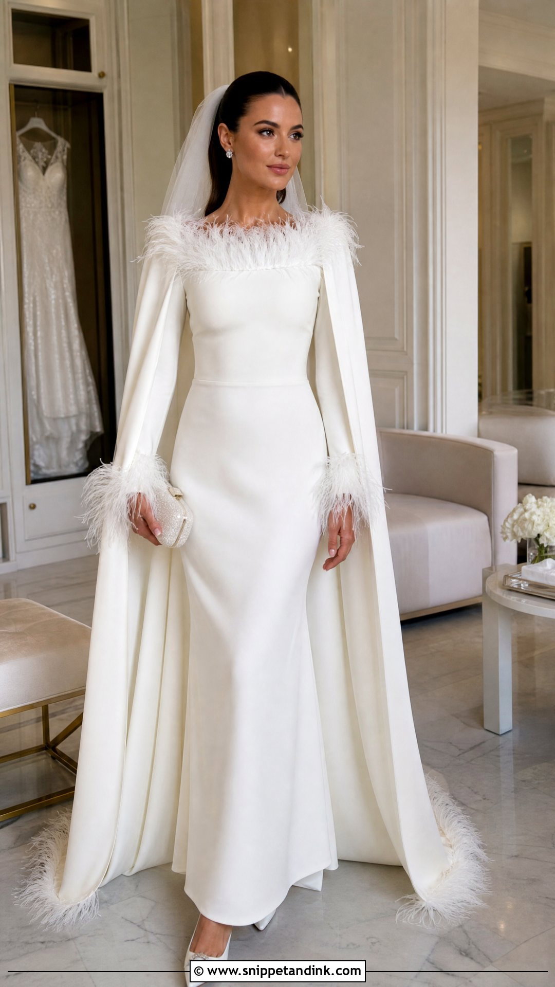 Feather Trim Bridal Gown - Snippet and Ink - 20 2026 Bridal Gowns