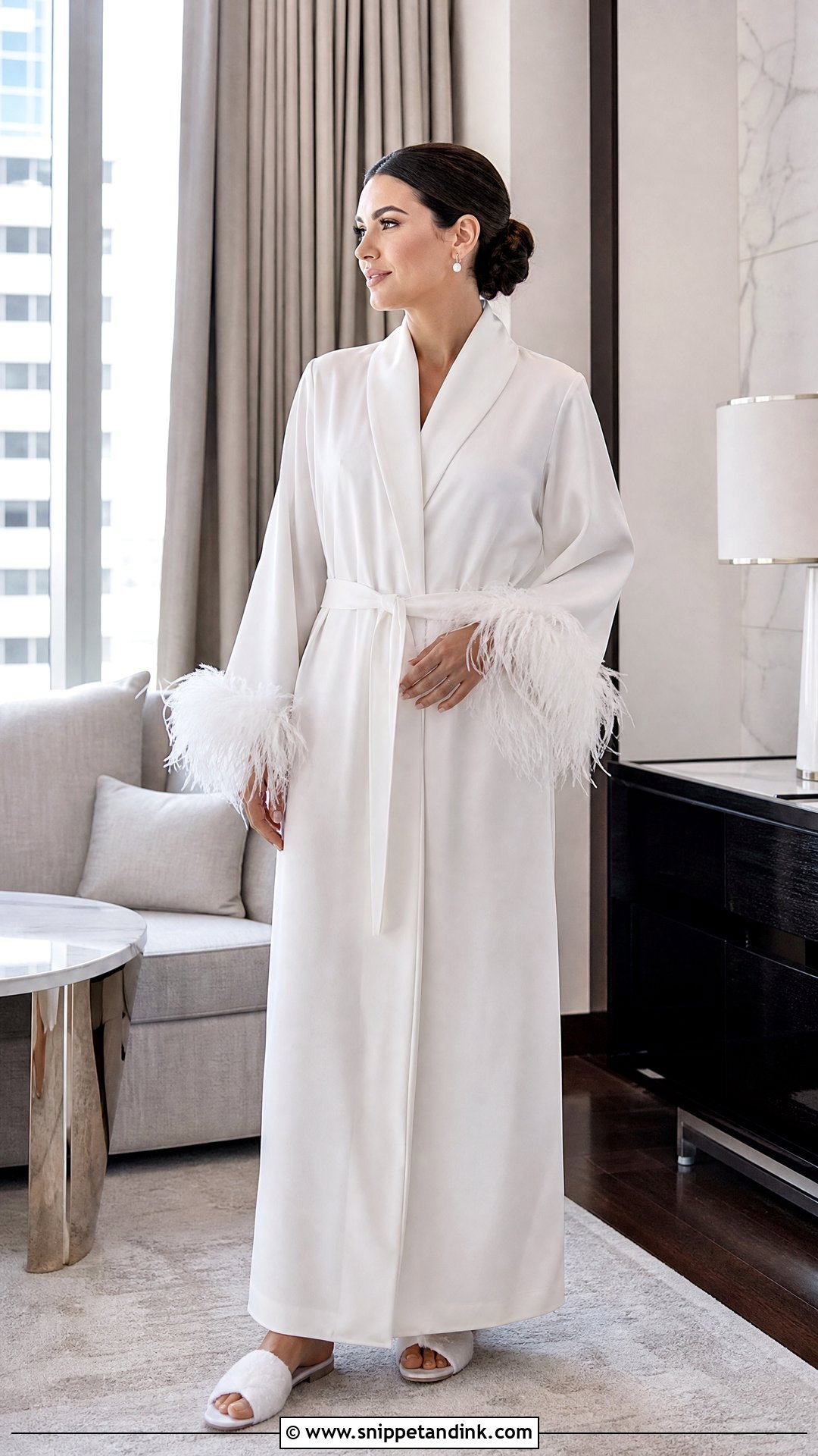 Feather Trim Bridal Robe - Snippet and Ink - 25 Bridal Robes Getting Ready Ideas