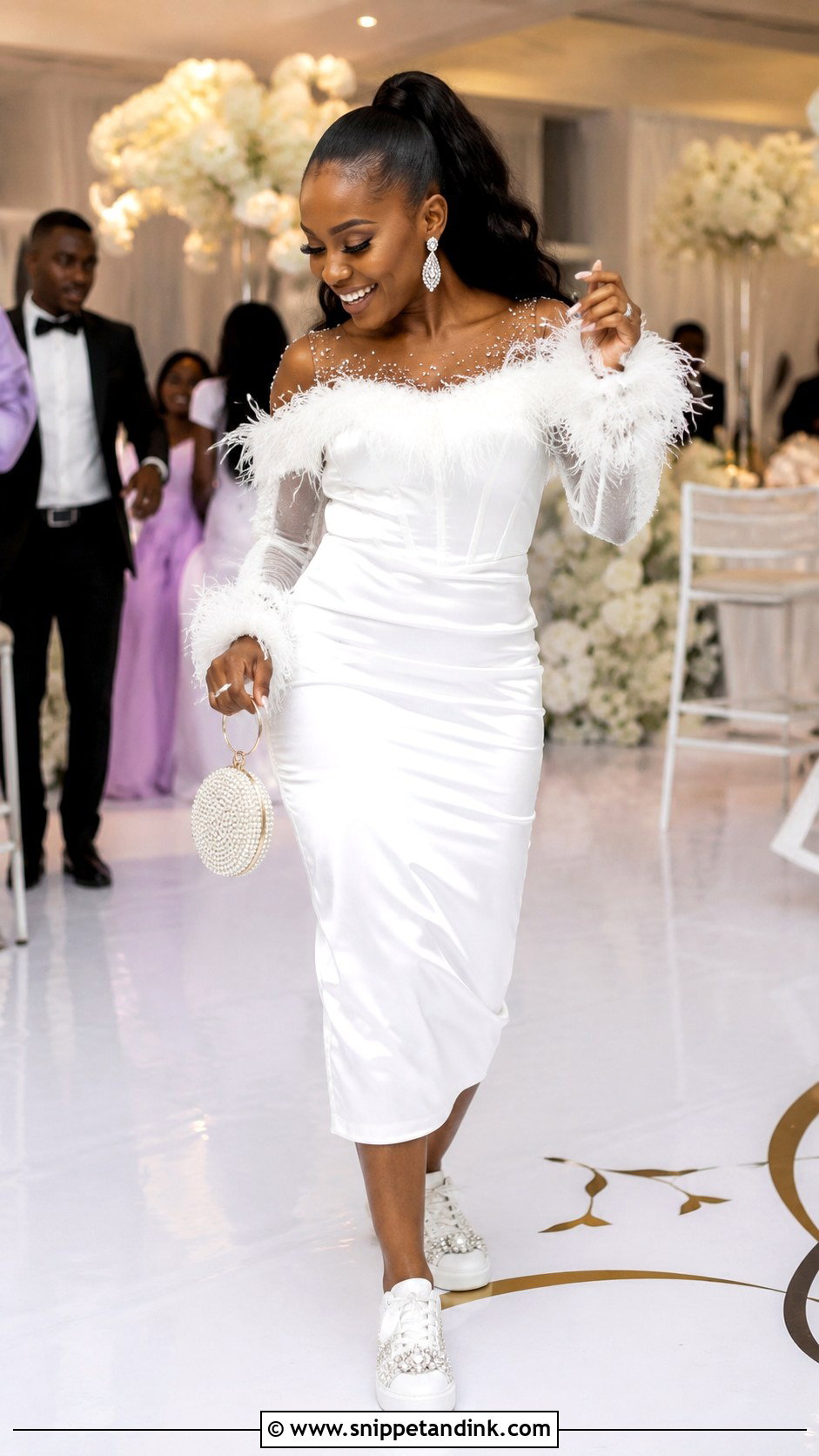 Feather Trim Dance Changing Dress - Snippet and Ink - 20 Changing Dresses for Brides in Uganda