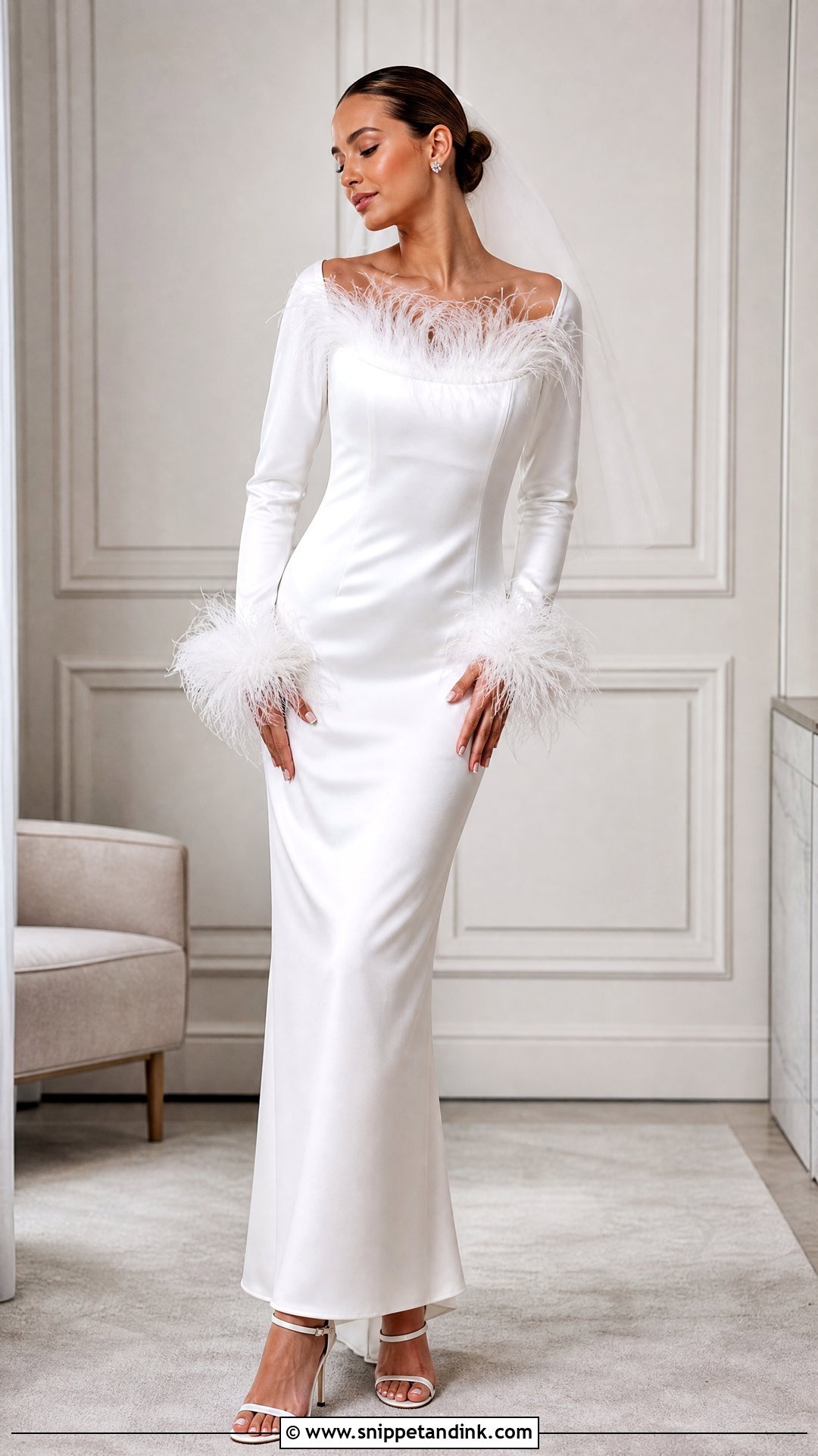 Feather Trim Wedding Dress - Snippet and Ink - 20 Glamorous Wedding Dress Ideas